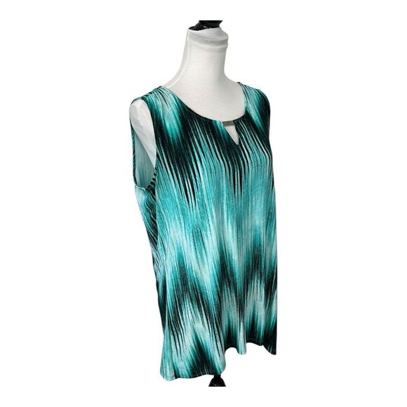 Notations Blouse Size L Green & Black Textured Layering Sleeveless Pullover Top - Picture 4 of 10